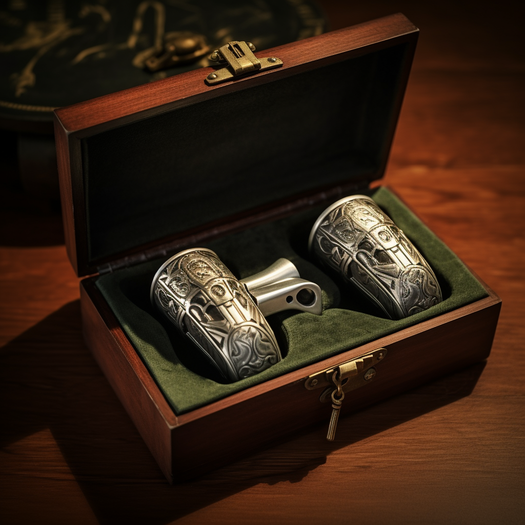 Silver Penny Whistles in Velvet Box