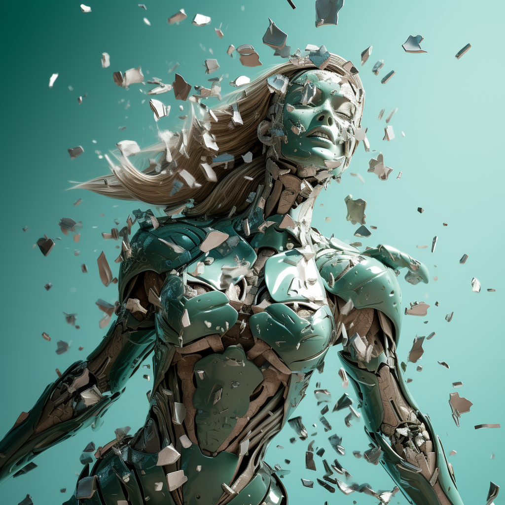 Woman Disintegrating Armor Beautifully