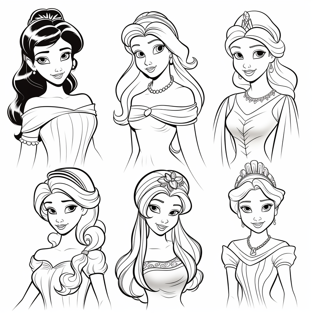 Coloring pages of Disney princesses