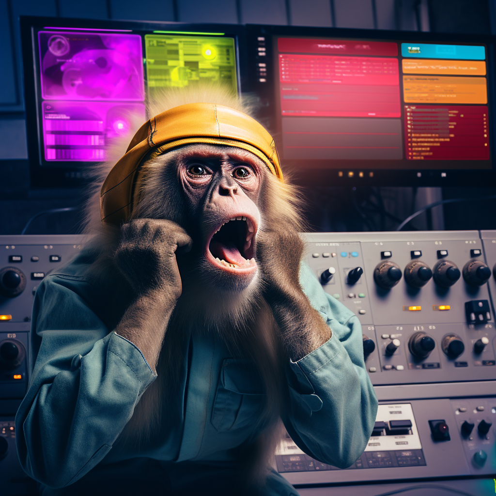 Distressed capuchin monkey on nuclear control