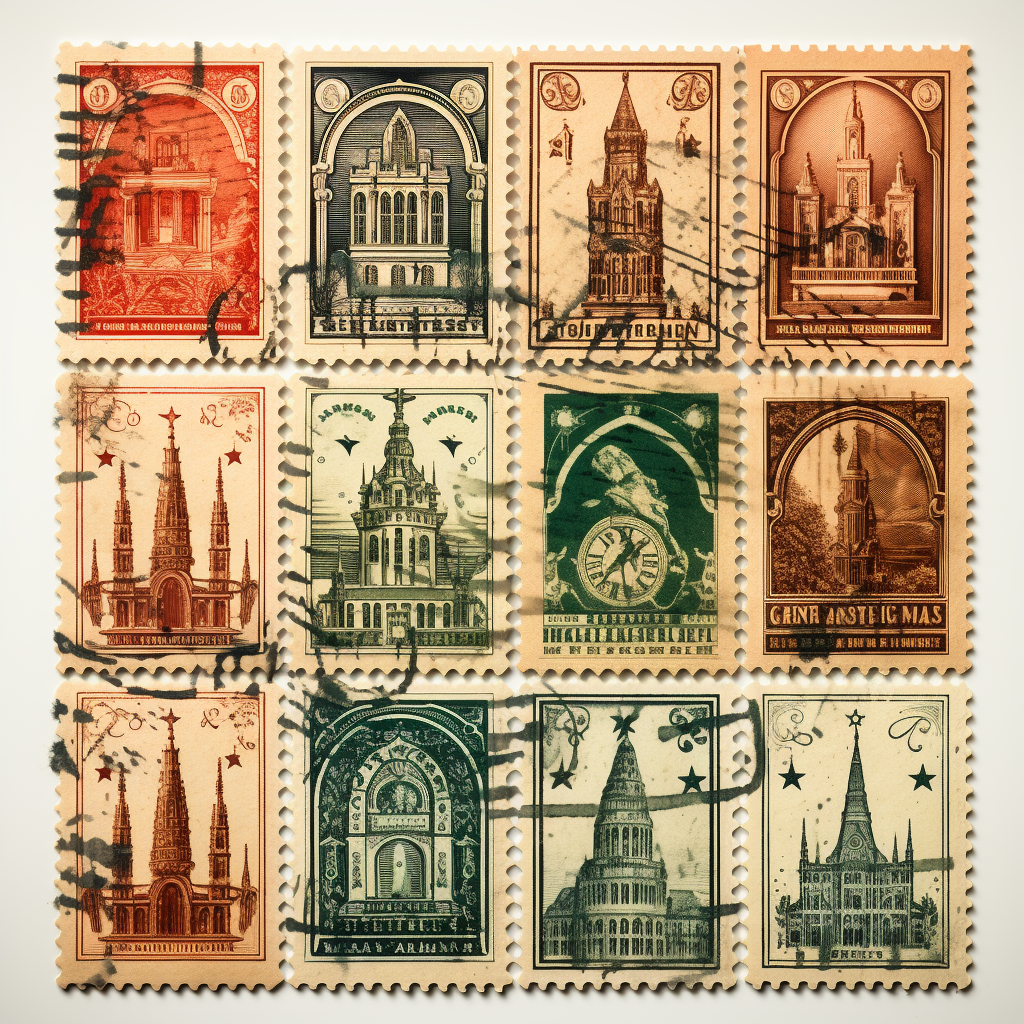 Distressed old stamps Christmas design