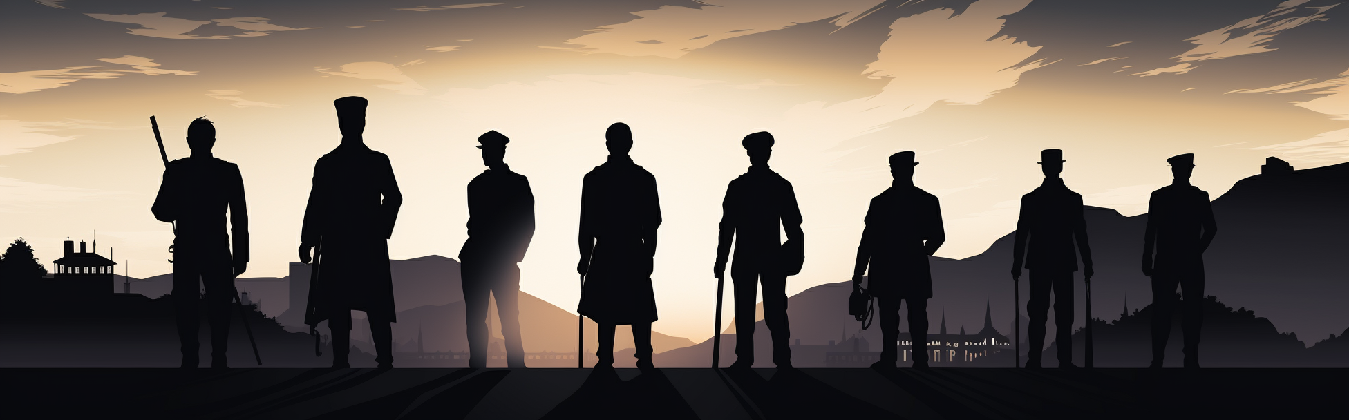 Illustration of Diverse Workers and Soldiers