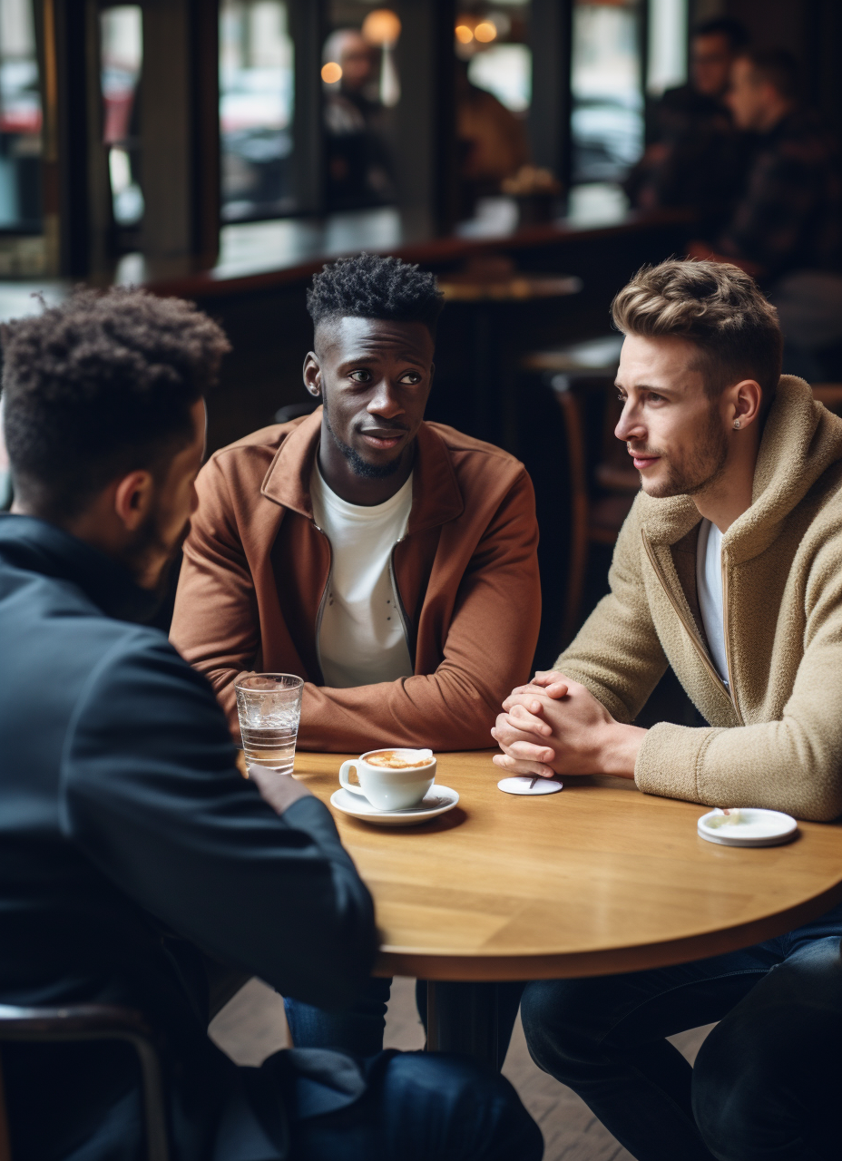 Young men engaged in round table discussions