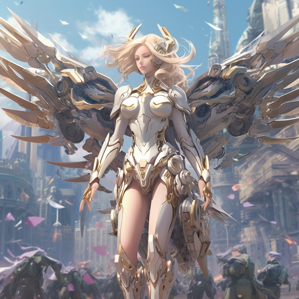 Divine Girl Mechangel with Mecha Wings