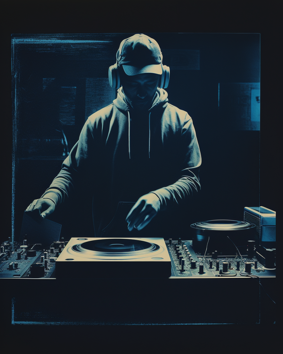 Unique cyanotype DJ artwork