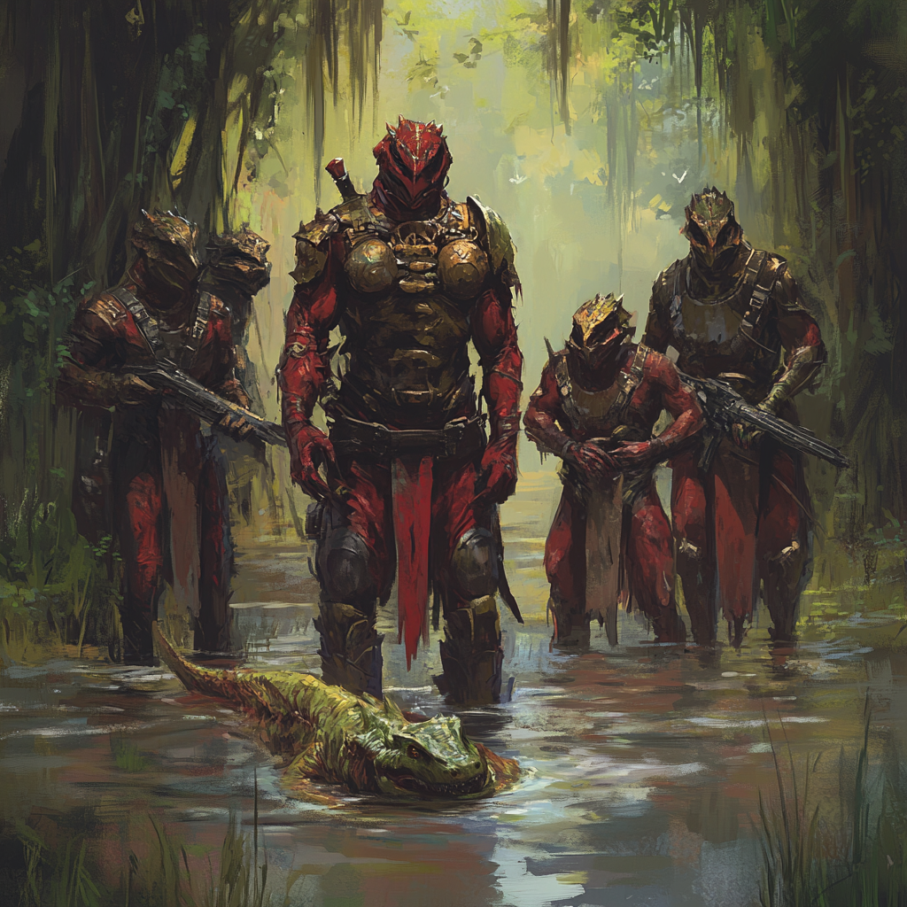 Red Skinned Humanoid in Swamp