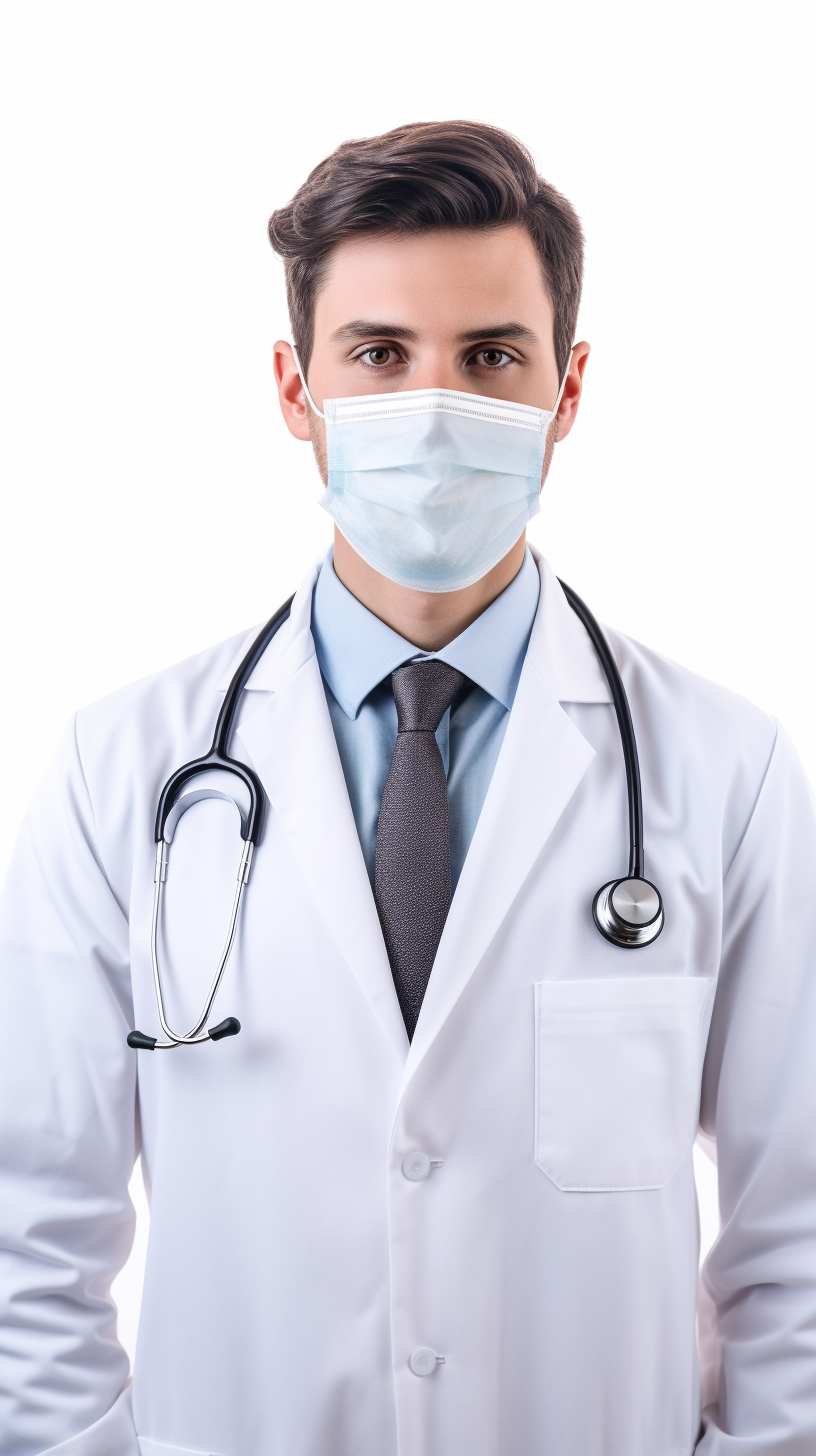 Doctor in Mask on White Background