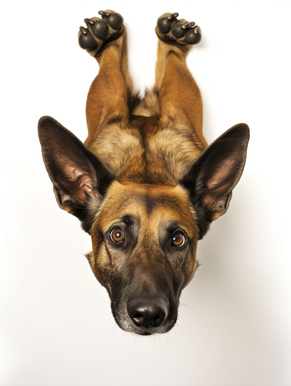 Large dog seated sideways