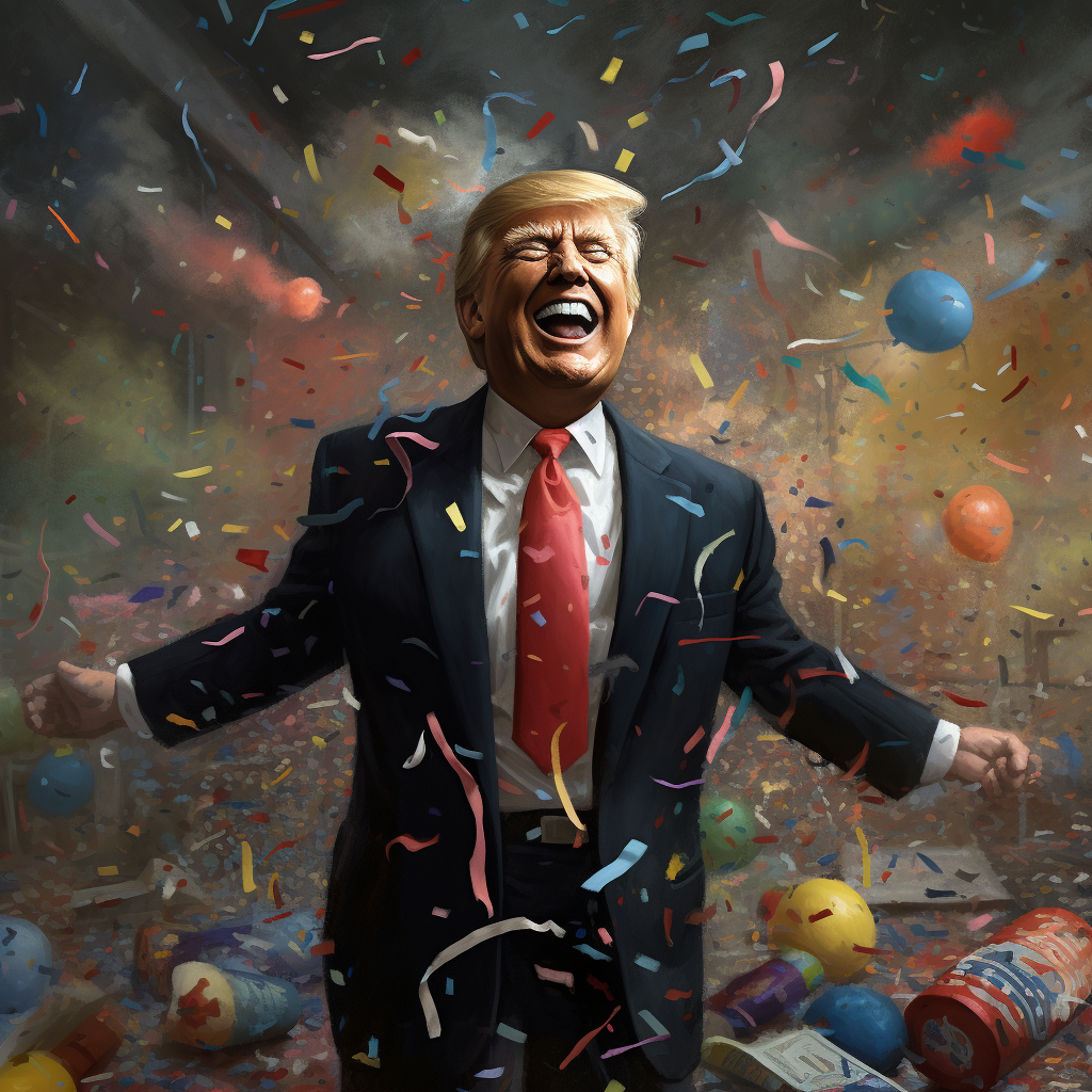 Donald Trump celebrating success with enthusiasm