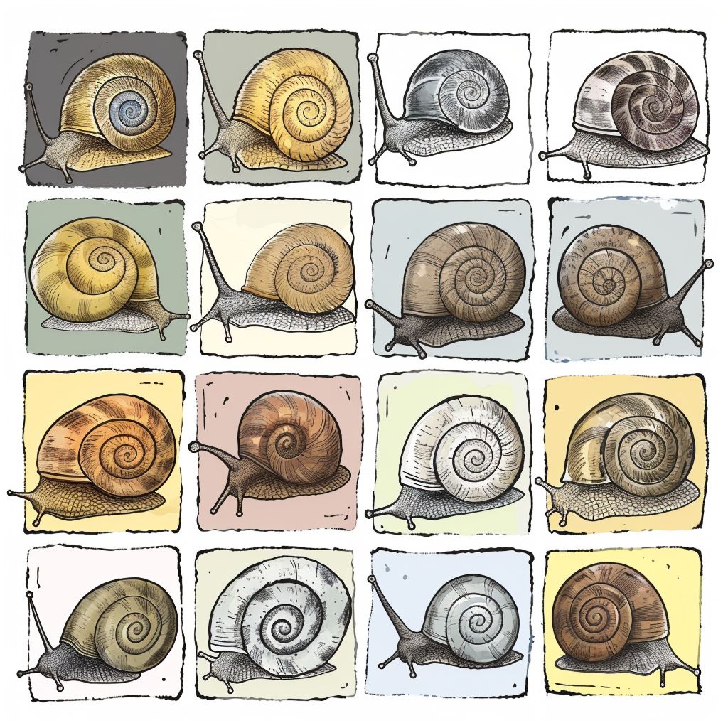 Doodle snails in rustic colors vector style