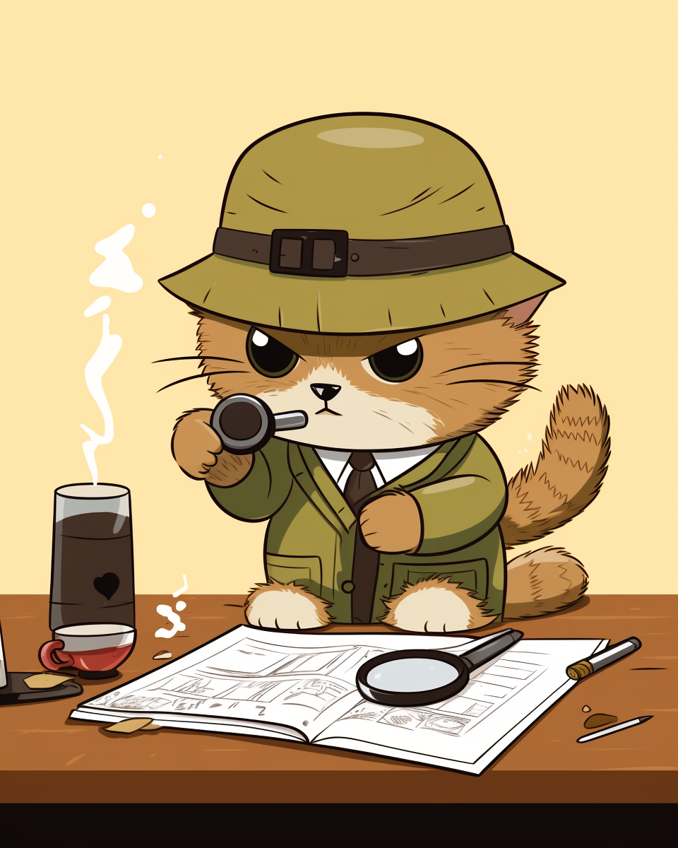 Illustration of a Cute Dorky Cat Detective