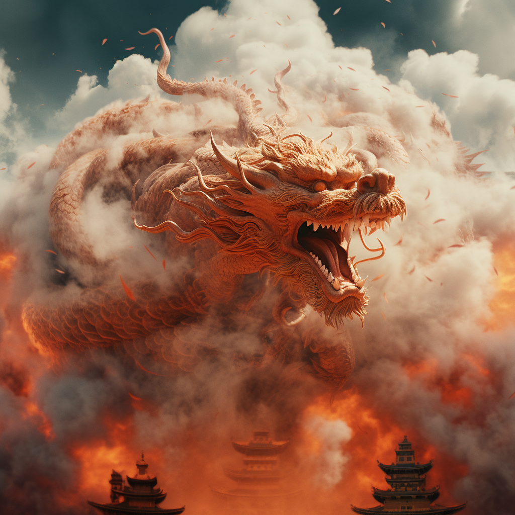 Dragon with Chinese Clouds