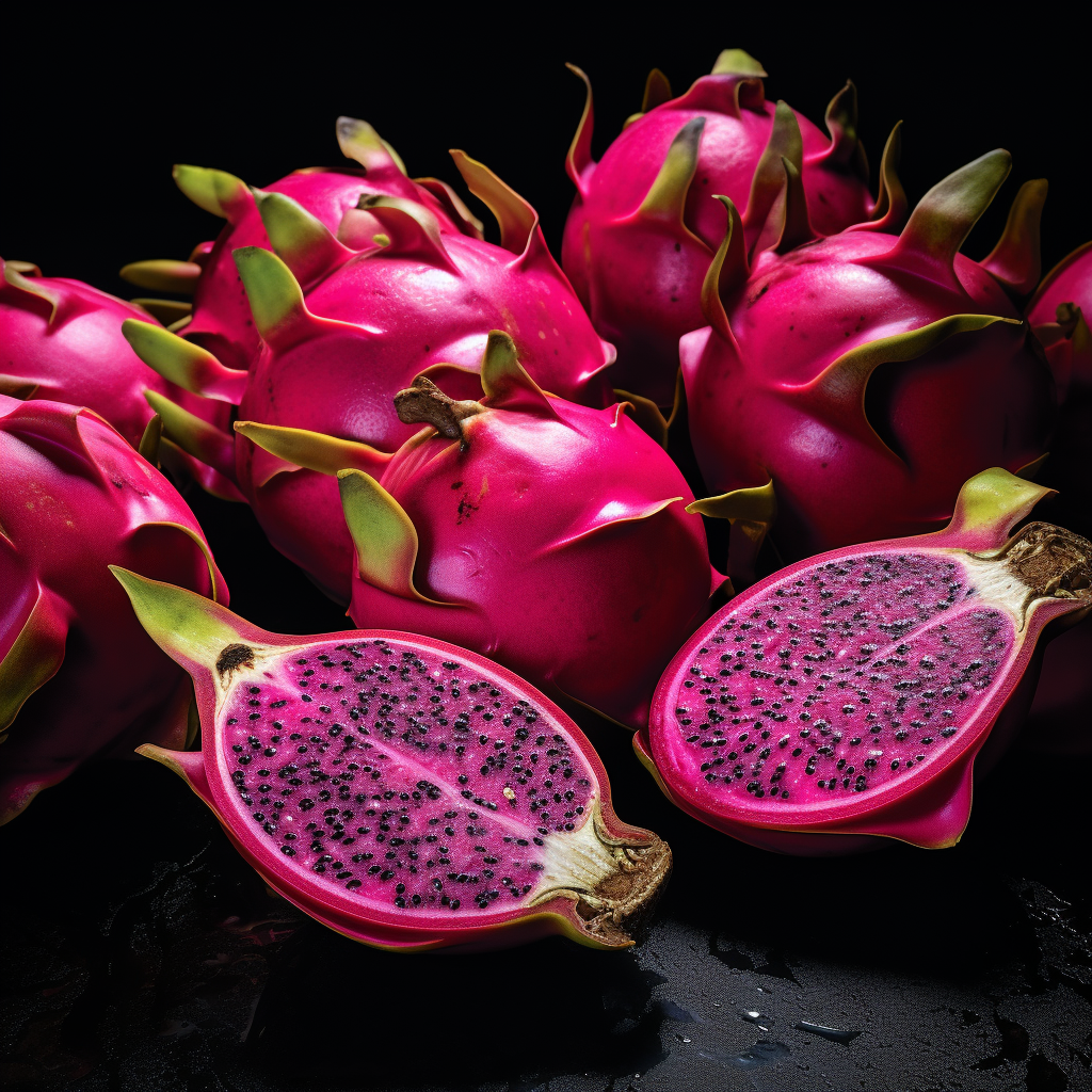 Dragon Fruit and Acai Berries Closeup