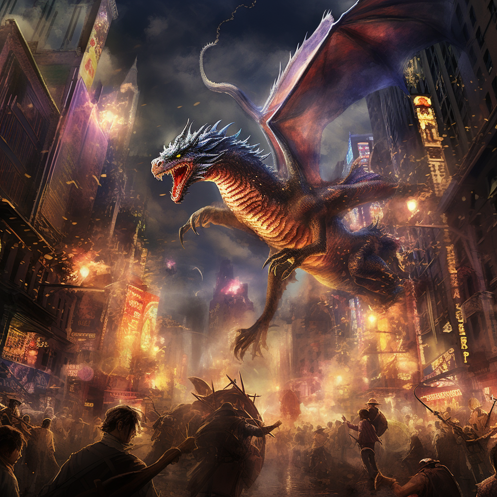 Dragons Swirling Streets New York Witches