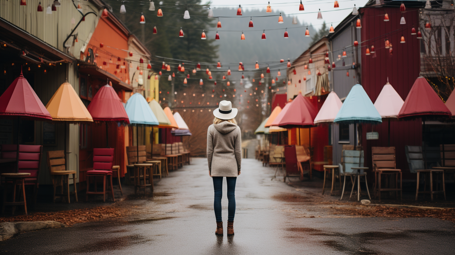 Meticulously Posed Quirky Adults in Christmas Village