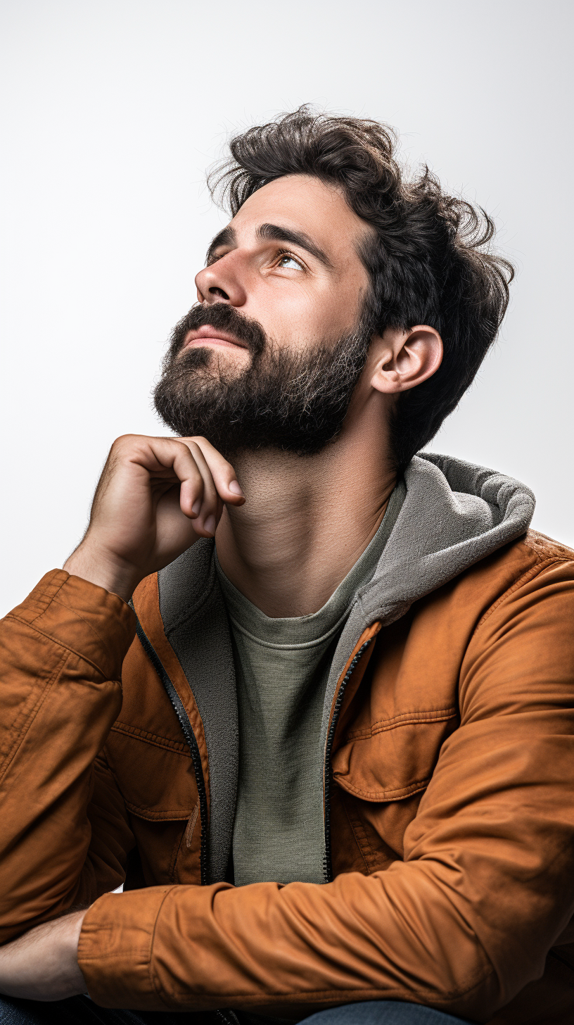 Boy dreaming on white background