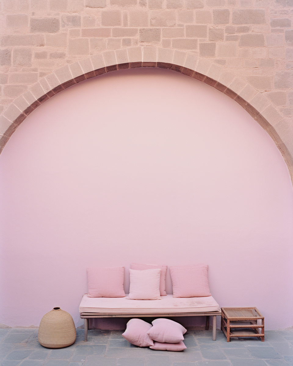 Pink living room in Morocco