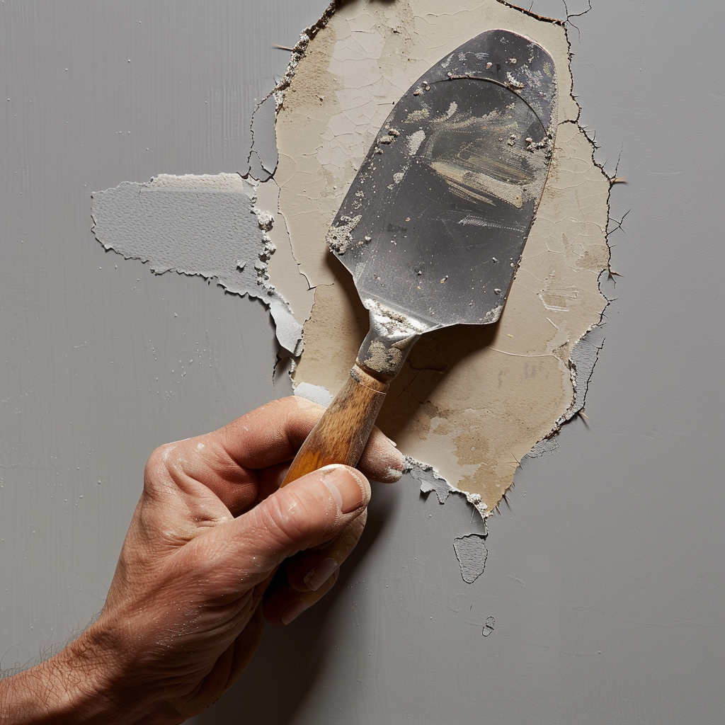 Drywall patch repair spatula hand