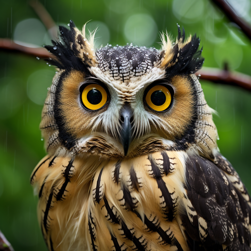 Colorful Duck-Faced Owl-Tanager Photograph