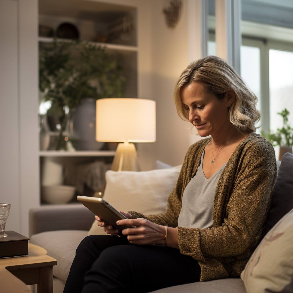 Dutch woman working on iPad