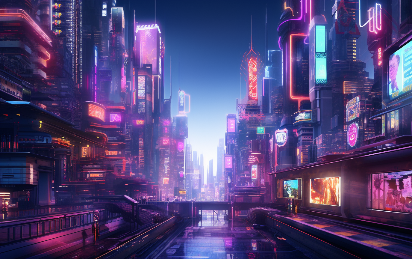 Dystopian Neon Cyberpunk City Lights