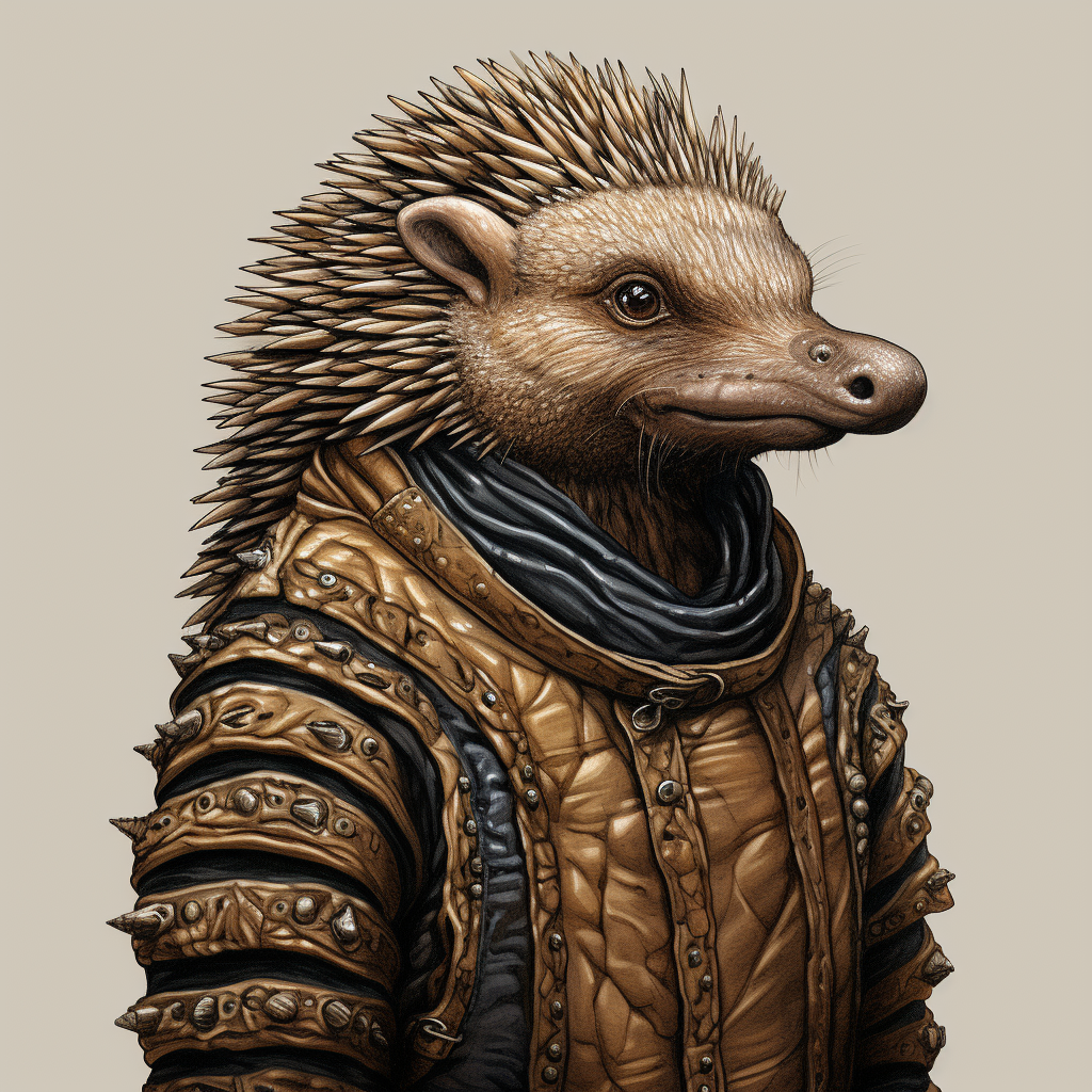 Illustration of Echidna Man on Blank Background