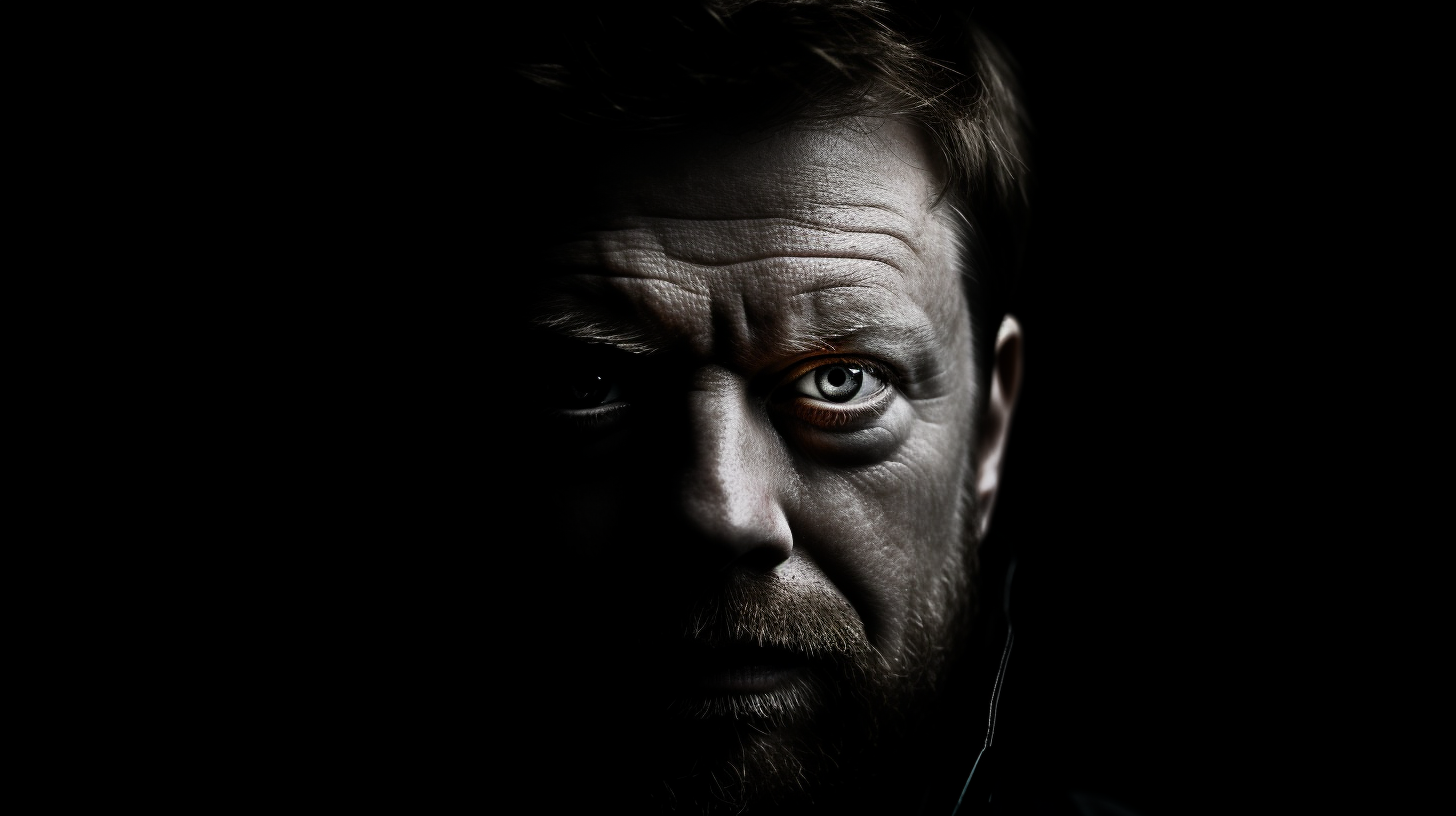 Eckhart Tolle's head on black backdrop