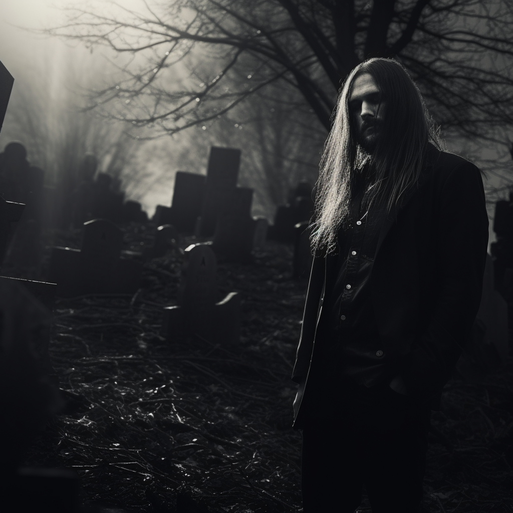 Dark cinematic pallbearer in black and white