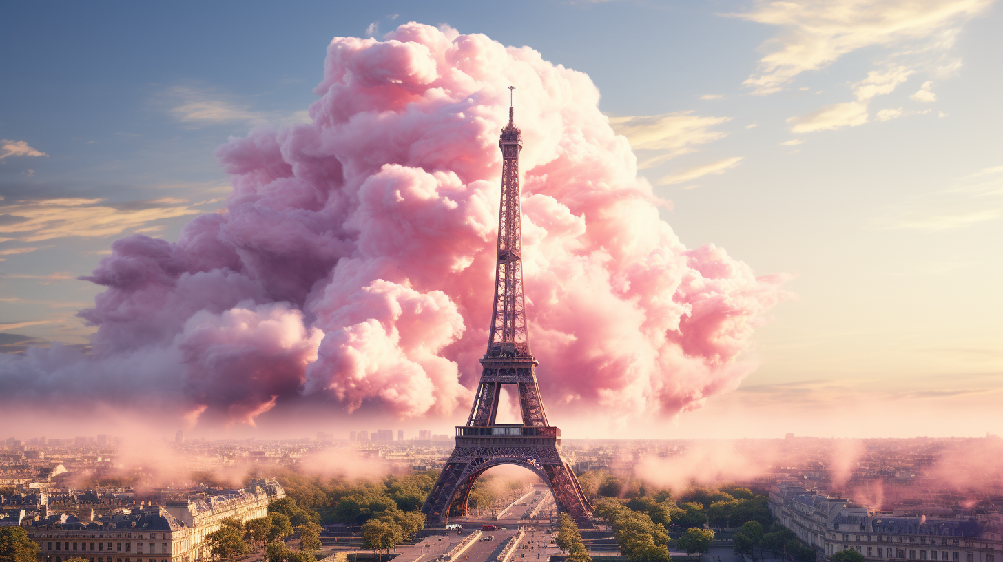 Effiel Tower in Pink Clouds