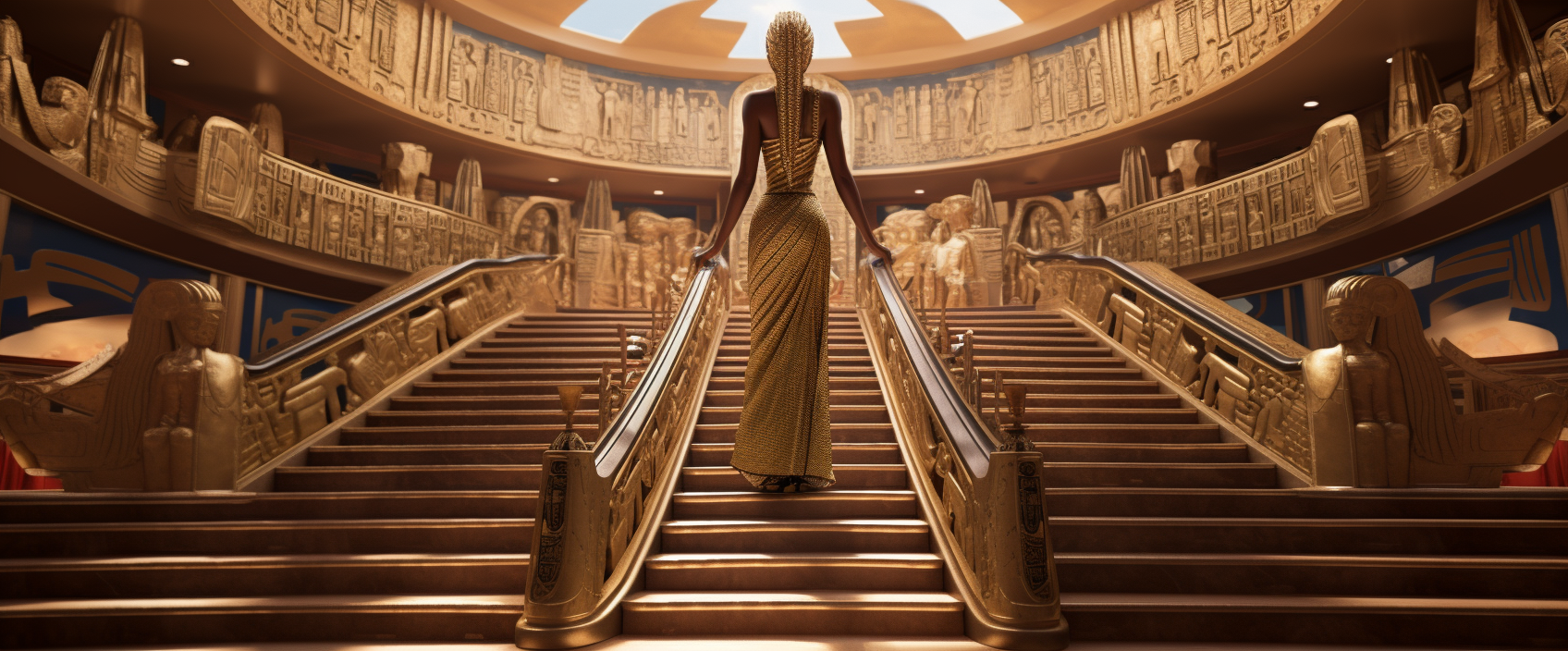 Egyptian Goddess delivering a powerful presentation on a cruise ship