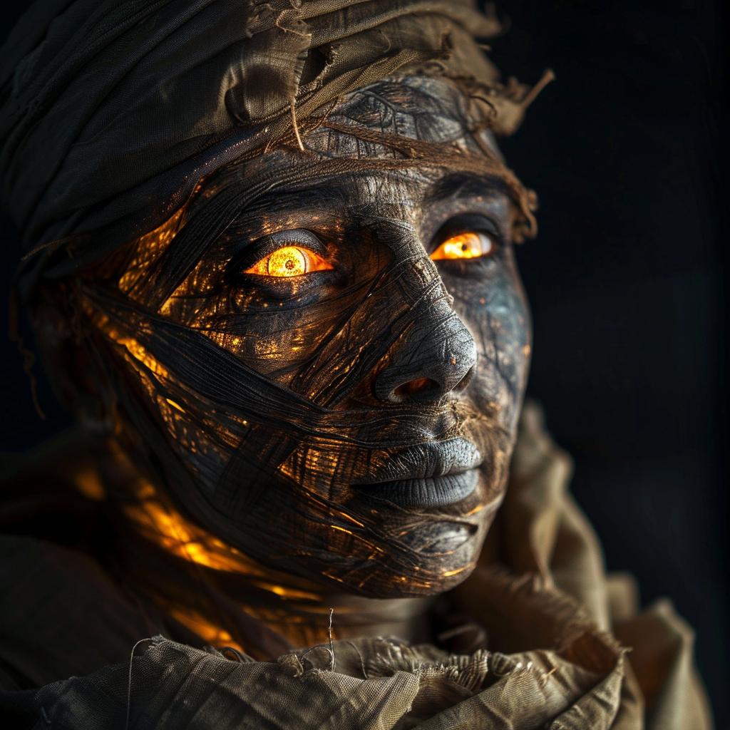 Egyptian mummy with glowing eyes