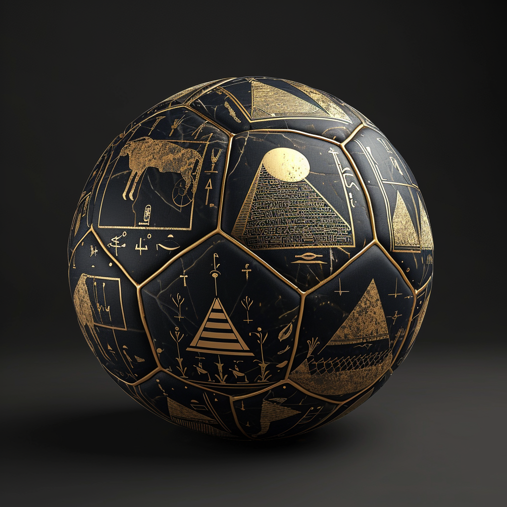 Egyptian soccer ball pyramids gold design