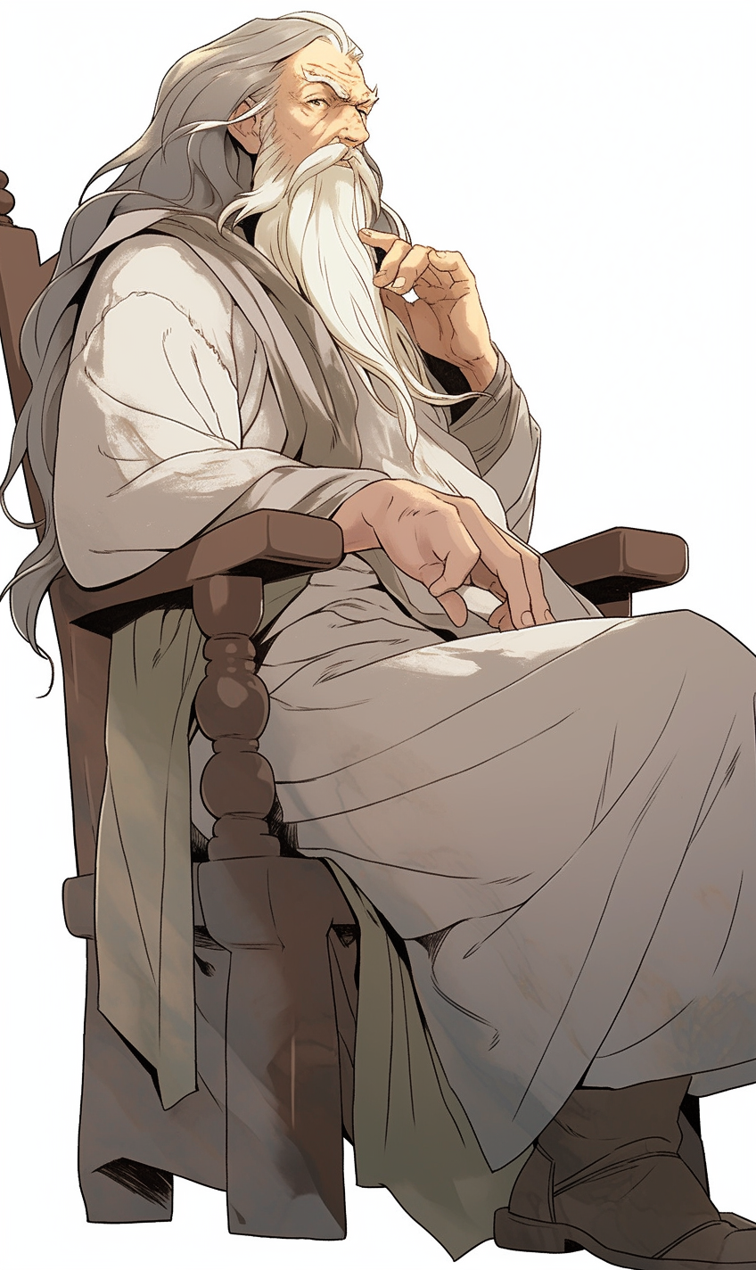 Elderly Elvish Priest with Long Beard