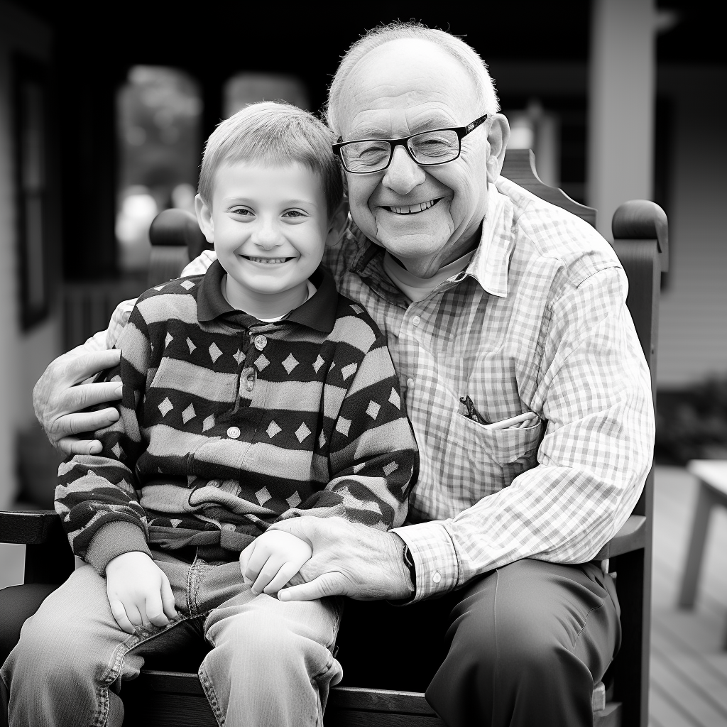 Elderly man enjoying time with his grandson in the park