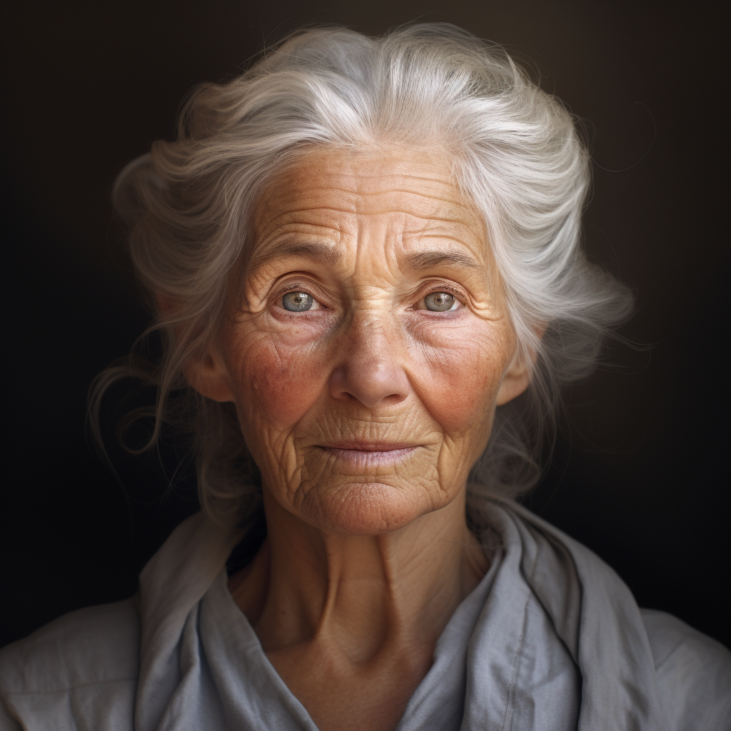 Portrait of an Elderly Woman with Blue Eyes