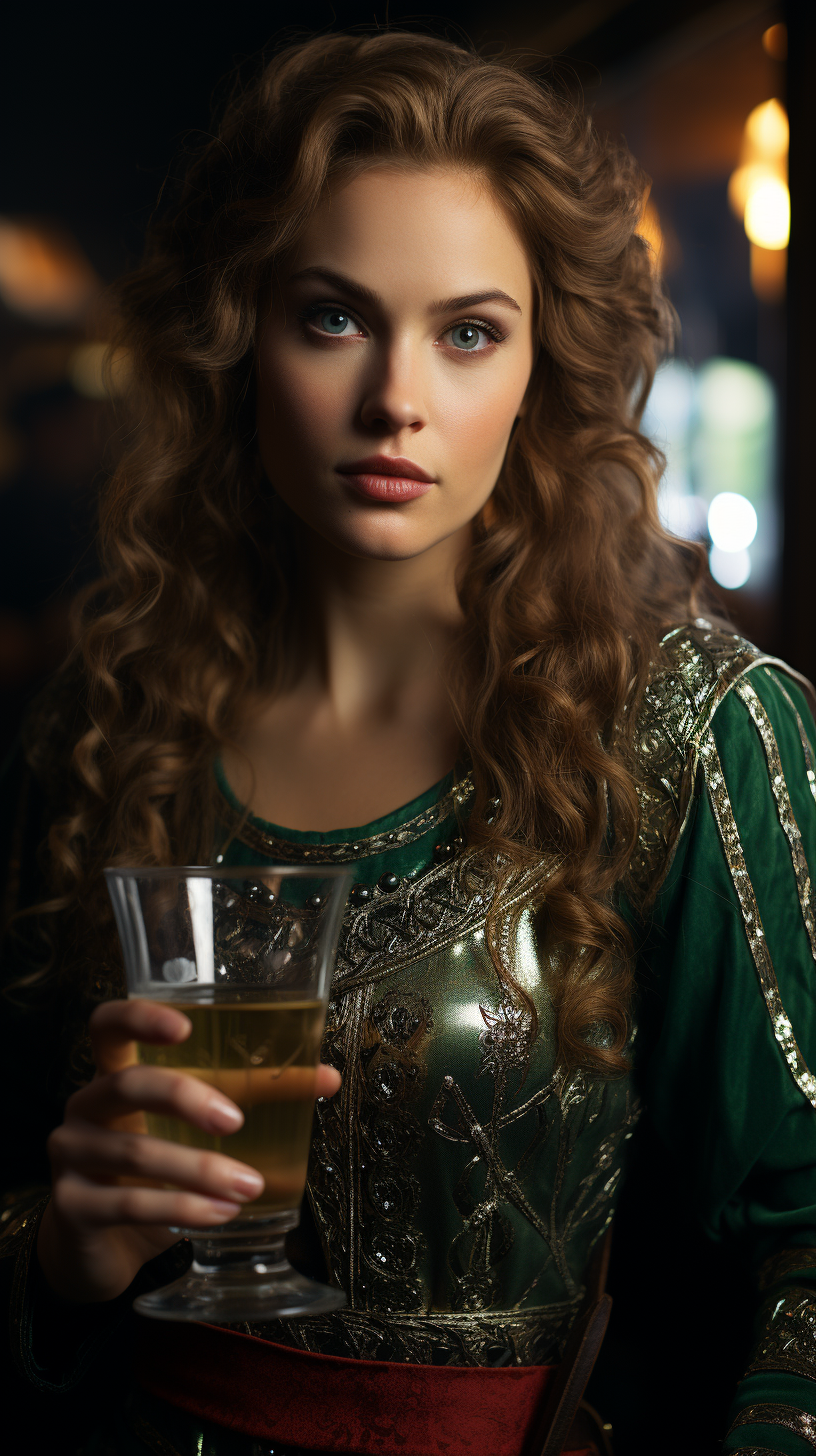 Eleanor of Aquitaine with a glass in medieval fantasy