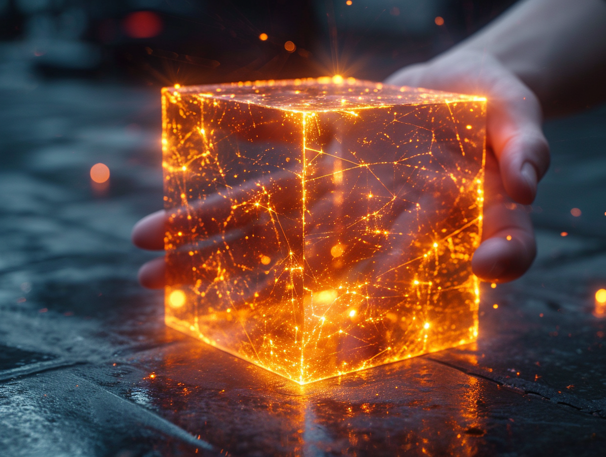 4D cube filled with electricity