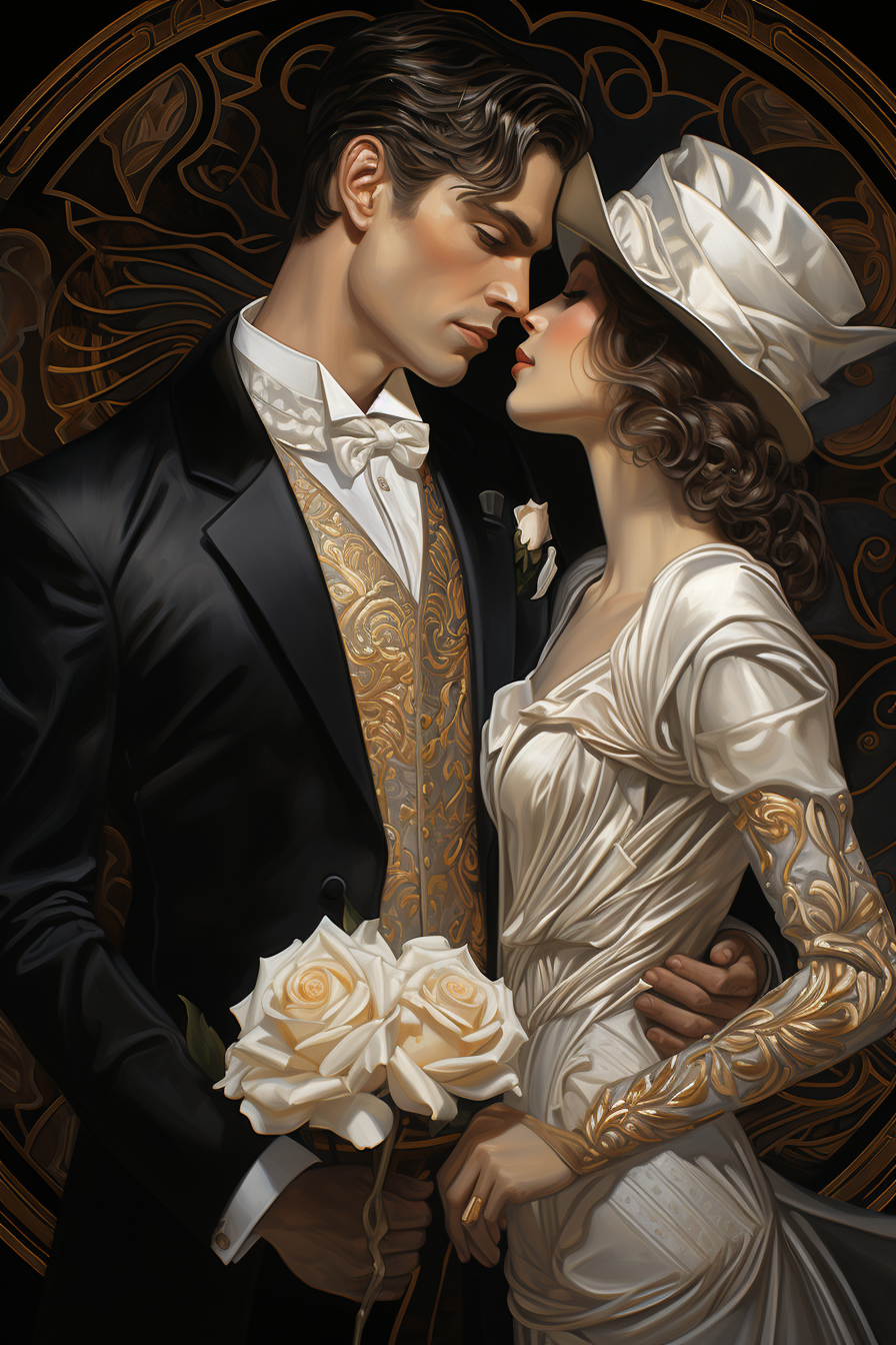 Elegant artwork by Amanda Sage and J.C. Leyendecker