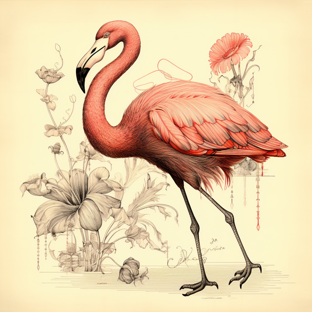 Flamingo in elegant line work