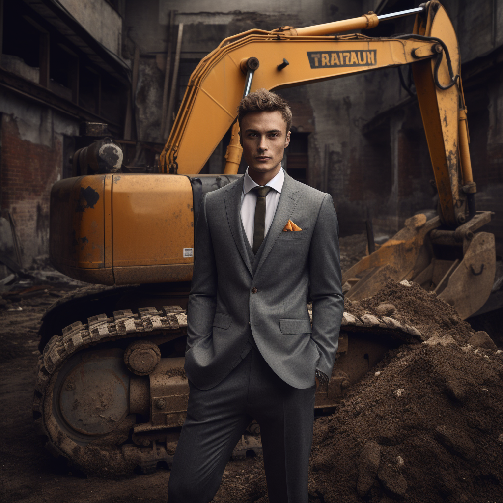 Stylish male model in construction site