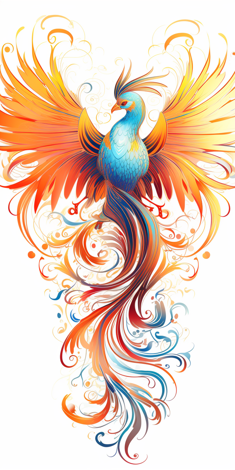 Elegant Phoenix Coloring Book Cut Out