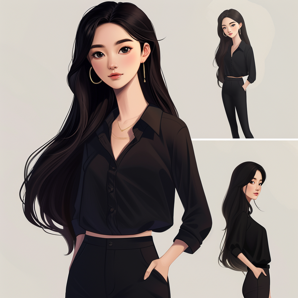 Korean woman animation with elegance and grace