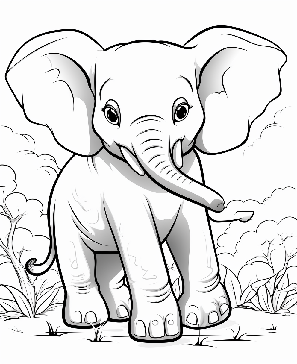 Coloring page of a cute Elephant