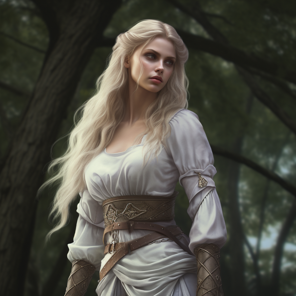 Detailed white elf with golden point accessories