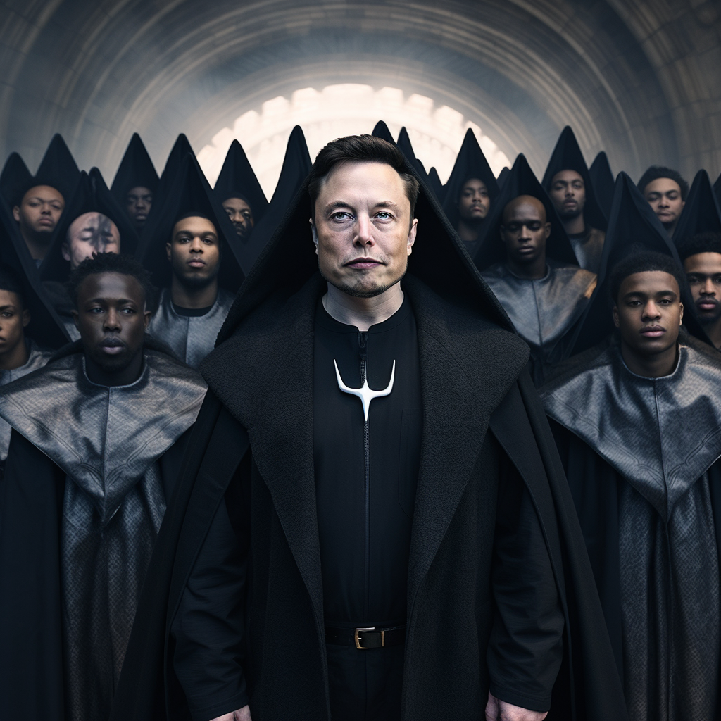 Elon Musk in Wizard-Style Garments with Star