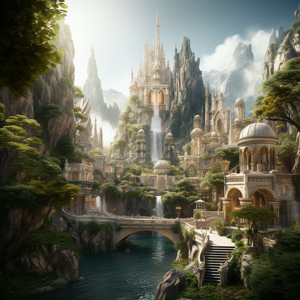 Awe-inspiring elven empire with breathtaking landscapes