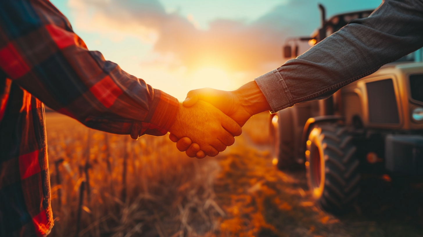 Emotional Handshake Farmer Truckdriver Tractor Editorial