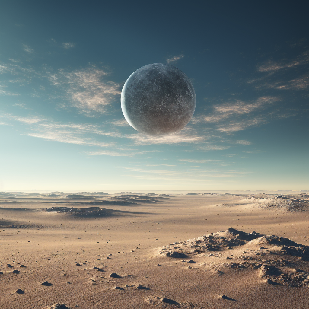 Empty planet with sand and moons