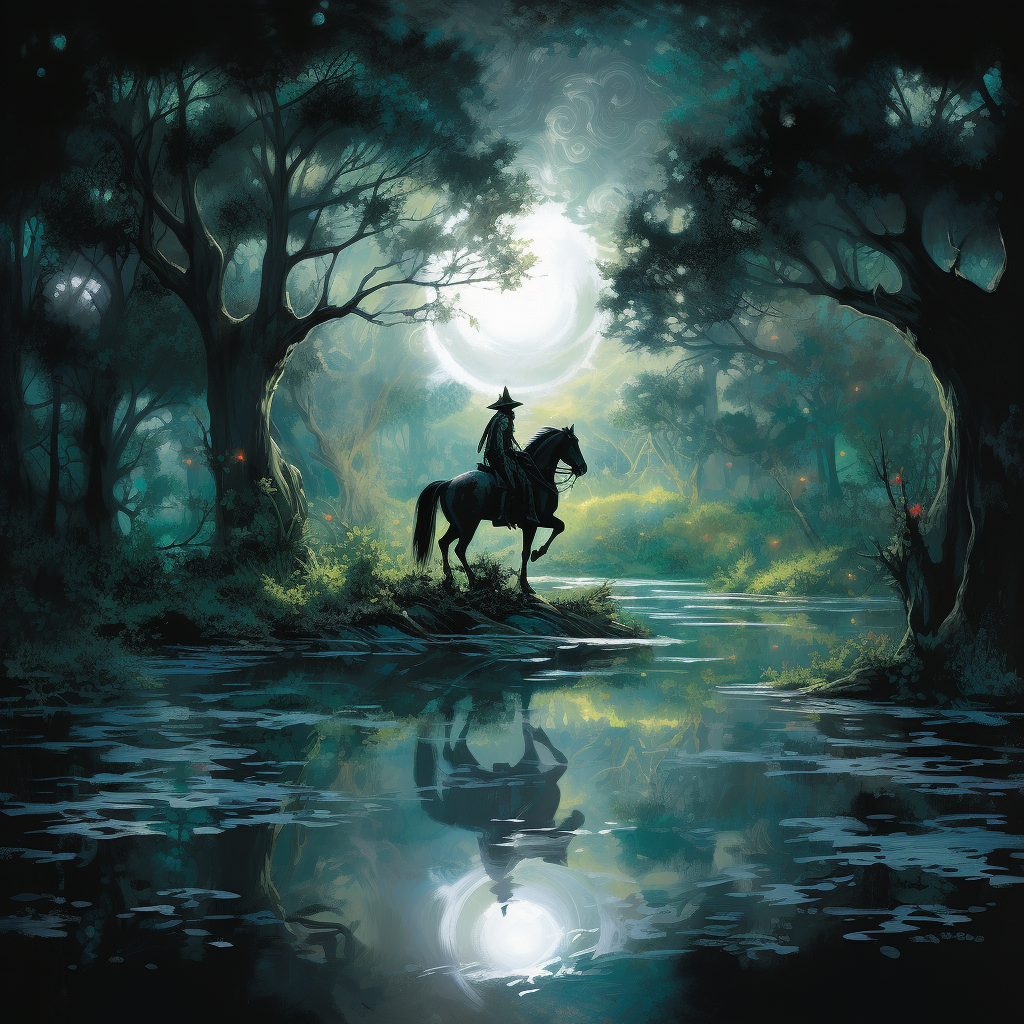 Enchanted Forest Moonlit Stallion Rider Pool