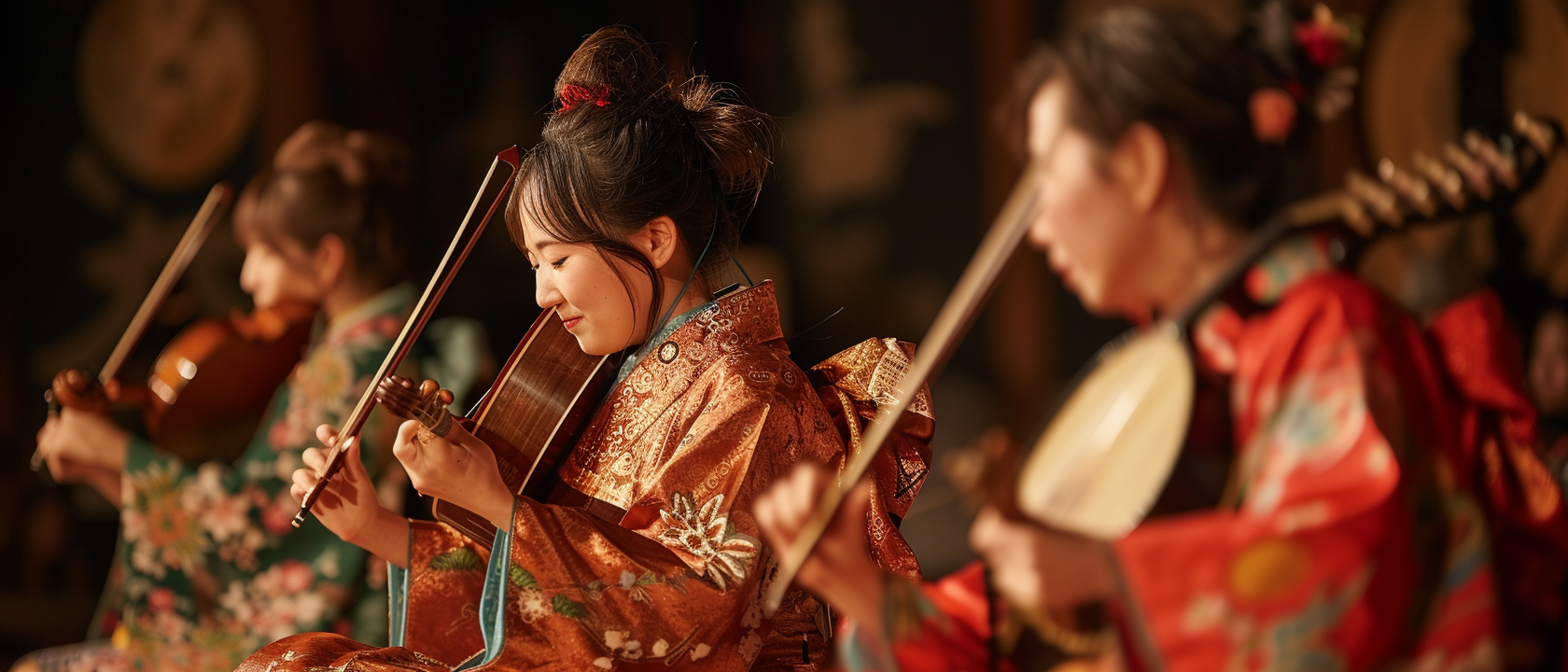 Live Performance of Women Playing Shamisen and Singing